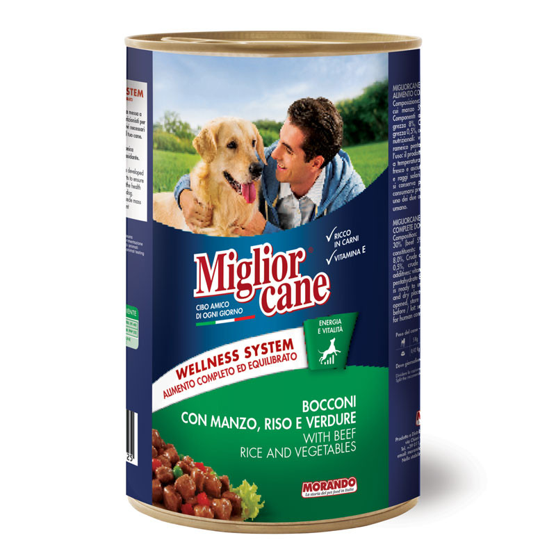 Migliorcane Chunks With Beef,Rice and Vegetables 1250 gm
